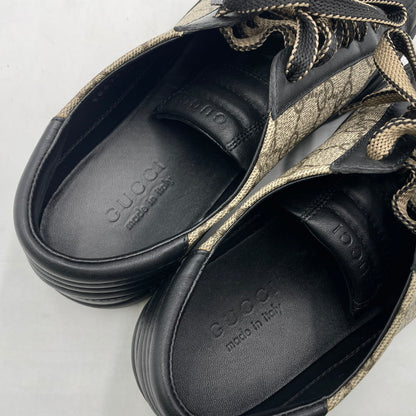 【中古品】【メンズ】 GUCCI グッチ LEATHER LOWCUT SNEAKER 386752 GGスプリーム レザー ローカット スニーカー シューズ 靴 162-260206-yo-03-tei サイズ：8 カラー：ブラック 万代Net店