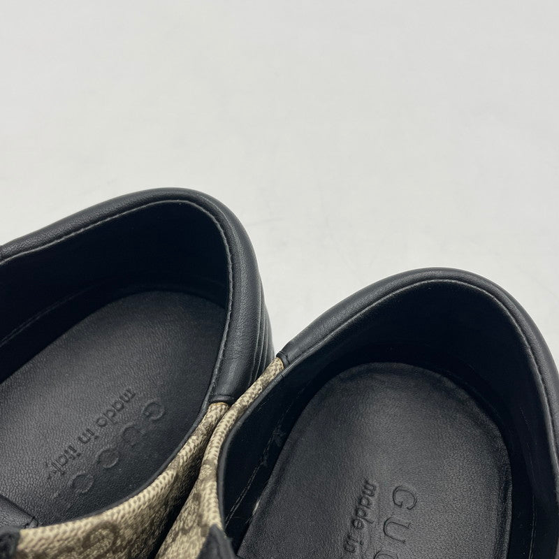 【中古品】【メンズ】 GUCCI グッチ LEATHER LOWCUT SNEAKER 386752 GGスプリーム レザー ローカット スニーカー シューズ 靴 162-260206-yo-03-tei サイズ：8 カラー：ブラック 万代Net店