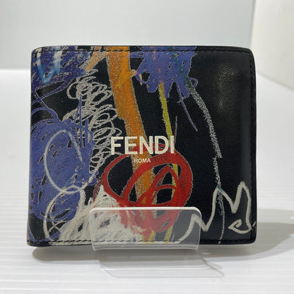 【中古品】【メンズ】 FENDI フェンディ NOEL FIELDING PRINT WALLET 7M0169 AH8Q F09CX ノエルフィールディング ウォレット 財布 二つ折り財布 181-260208-ko-02-tei カラー：ブラック 万代Net店