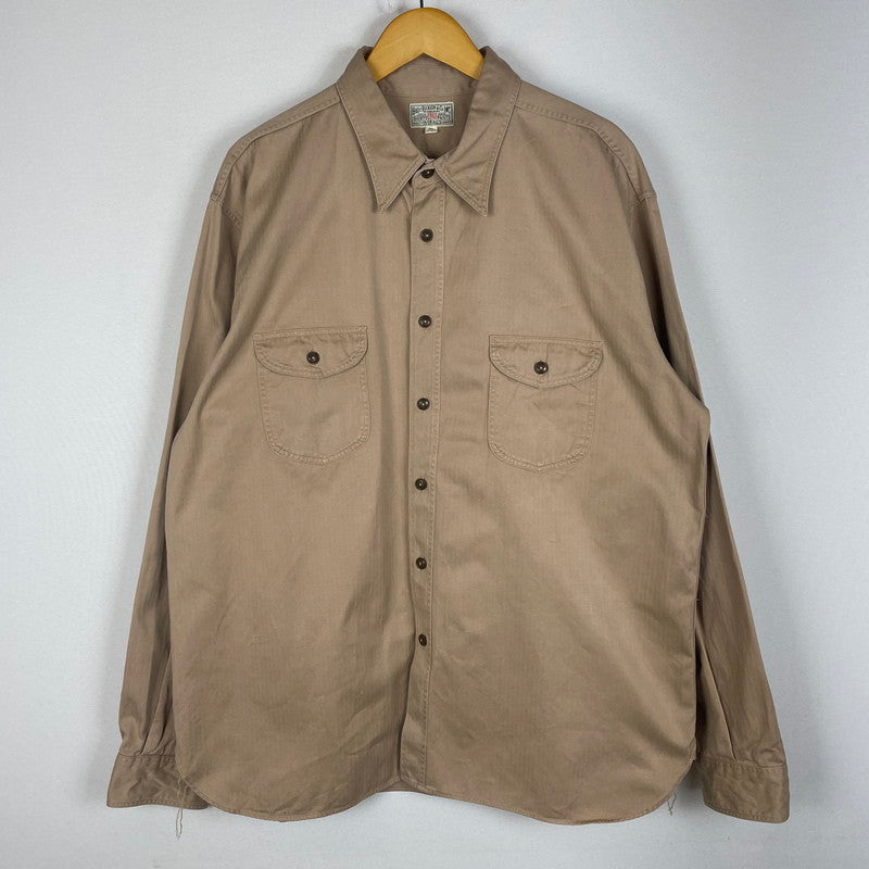 【中古品】【メンズ】 HERRINGBONE WORK SHIRT BR26081 ヘリンボーン ワークシャツ 長袖 トップス 145-260206-ks-04-fuzh サイズ：17-17 1/2 カラー：ベージュ 万代Net店