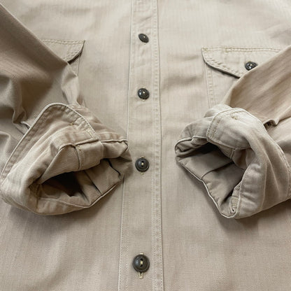 【中古品】【メンズ】 HERRINGBONE WORK SHIRT BR26081 ヘリンボーン ワークシャツ 長袖 トップス 145-260206-ks-04-fuzh サイズ：17-17 1/2 カラー：ベージュ 万代Net店