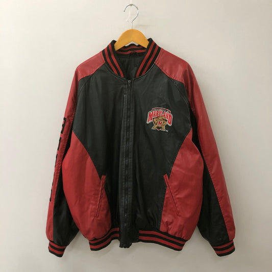 【現状渡し品】【メンズ】 STEVE&BARRY'S スティーブアンドバリーズ MARYLAND TERRAPINS JACKET マリーランド テラピンジャケット アウター フェイクレザー 146-260210-ko-04-tei サイズ：XL カラー：ブラック/レッド 万代Net店