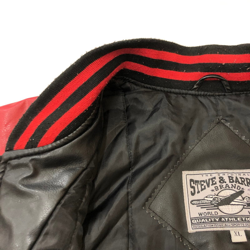 【現状渡し品】【メンズ】 STEVE&BARRY'S スティーブアンドバリーズ MARYLAND TERRAPINS JACKET マリーランド テラピンジャケット アウター フェイクレザー 146-260210-ko-04-tei サイズ：XL カラー：ブラック/レッド 万代Net店