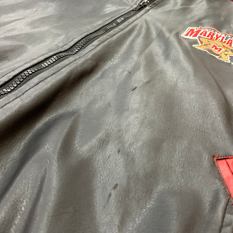 【現状渡し品】【メンズ】 STEVE&BARRY'S スティーブアンドバリーズ MARYLAND TERRAPINS JACKET マリーランド テラピンジャケット アウター フェイクレザー 146-260210-ko-04-tei サイズ：XL カラー：ブラック/レッド 万代Net店