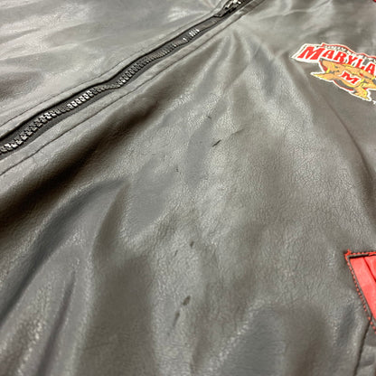 【現状渡し品】【メンズ】 STEVE&BARRY'S スティーブアンドバリーズ MARYLAND TERRAPINS JACKET マリーランド テラピンジャケット アウター フェイクレザー 146-260210-ko-04-tei サイズ：XL カラー：ブラック/レッド 万代Net店