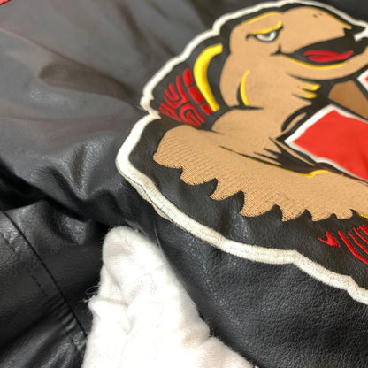 【現状渡し品】【メンズ】 STEVE&BARRY'S スティーブアンドバリーズ MARYLAND TERRAPINS JACKET マリーランド テラピンジャケット アウター フェイクレザー 146-260210-ko-04-tei サイズ：XL カラー：ブラック/レッド 万代Net店