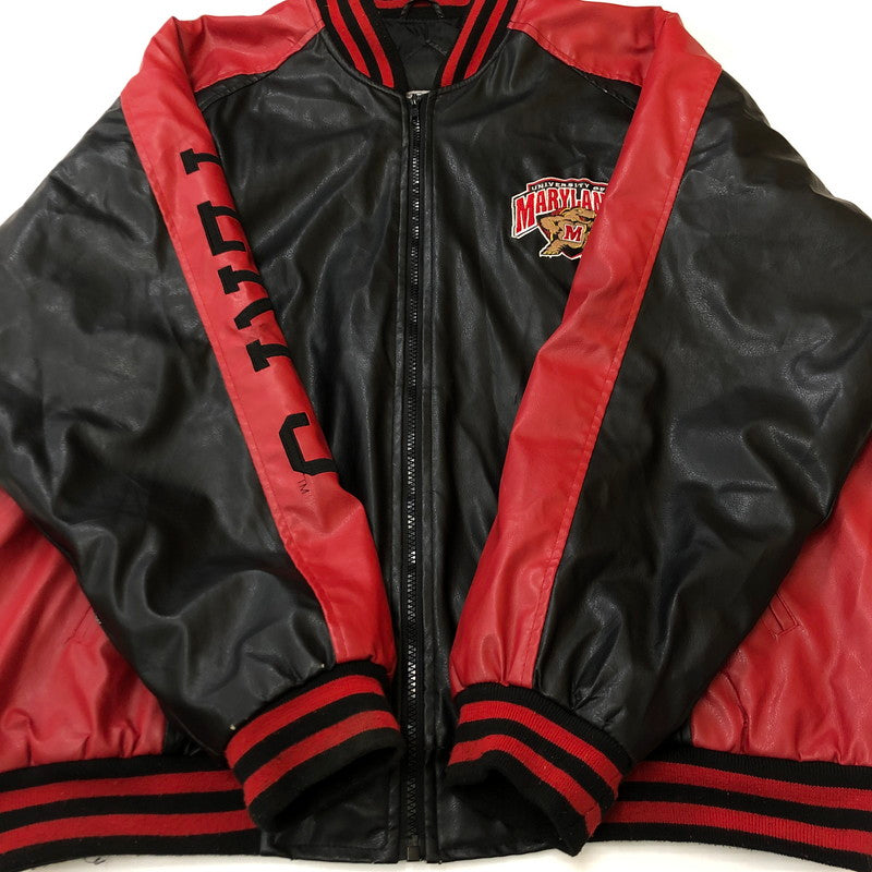 【現状渡し品】【メンズ】 STEVE&BARRY'S スティーブアンドバリーズ MARYLAND TERRAPINS JACKET マリーランド テラピンジャケット アウター フェイクレザー 146-260210-ko-04-tei サイズ：XL カラー：ブラック/レッド 万代Net店