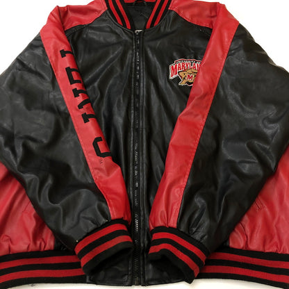 【現状渡し品】【メンズ】 STEVE&BARRY'S スティーブアンドバリーズ MARYLAND TERRAPINS JACKET マリーランド テラピンジャケット アウター フェイクレザー 146-260210-ko-04-tei サイズ：XL カラー：ブラック/レッド 万代Net店