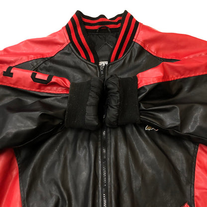 【現状渡し品】【メンズ】 STEVE&BARRY'S スティーブアンドバリーズ MARYLAND TERRAPINS JACKET マリーランド テラピンジャケット アウター フェイクレザー 146-260210-ko-04-tei サイズ：XL カラー：ブラック/レッド 万代Net店
