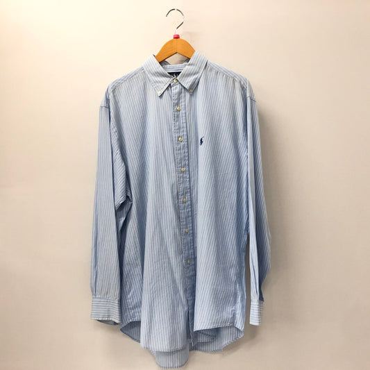 【現状渡し品】【メンズ】 POLO RALPH LAUREN ポロ・ラルフローレン B.D. STRIPE SHIRT ボタンダウン ストライプ シャツ トップス 長袖 147-260210-ko-11-tei サイズ：34 カラー：ブルー 万代Net店