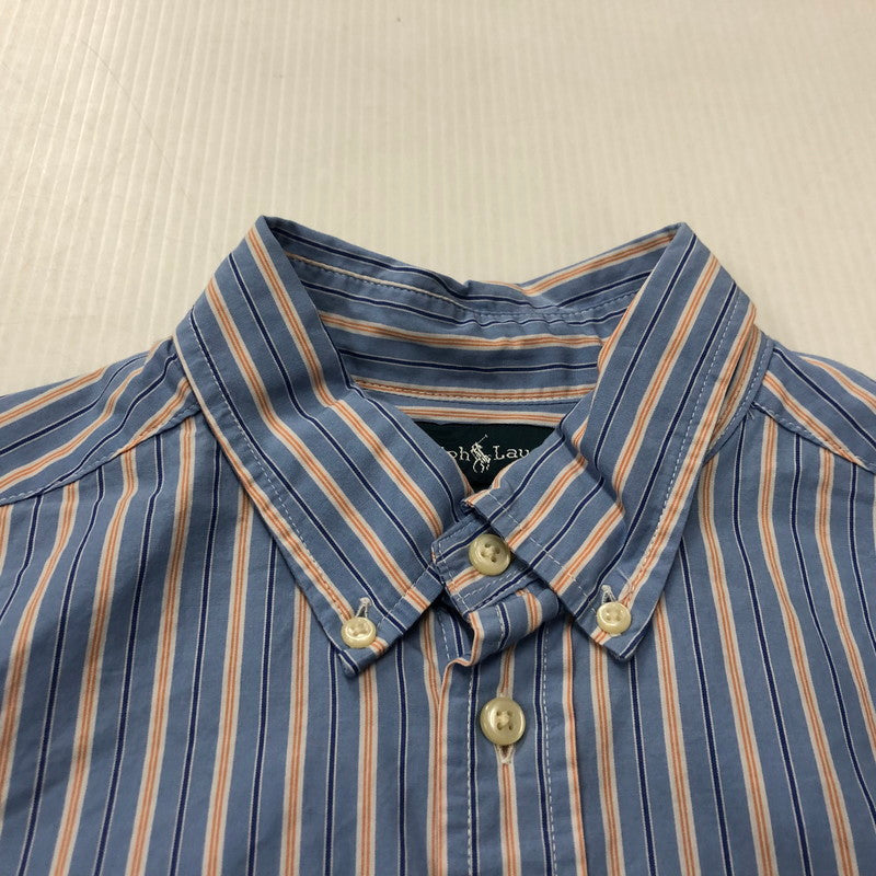 【中古品】【メンズ】 POLO RALPH LAUREN ポロ・ラルフローレン B.D. STRIPE SHIRT ボタンダウン ストライプ シャツ 長袖 トップス 147-260210-ko-10-tei サイズ：L カラー：ブルー 万代Net店