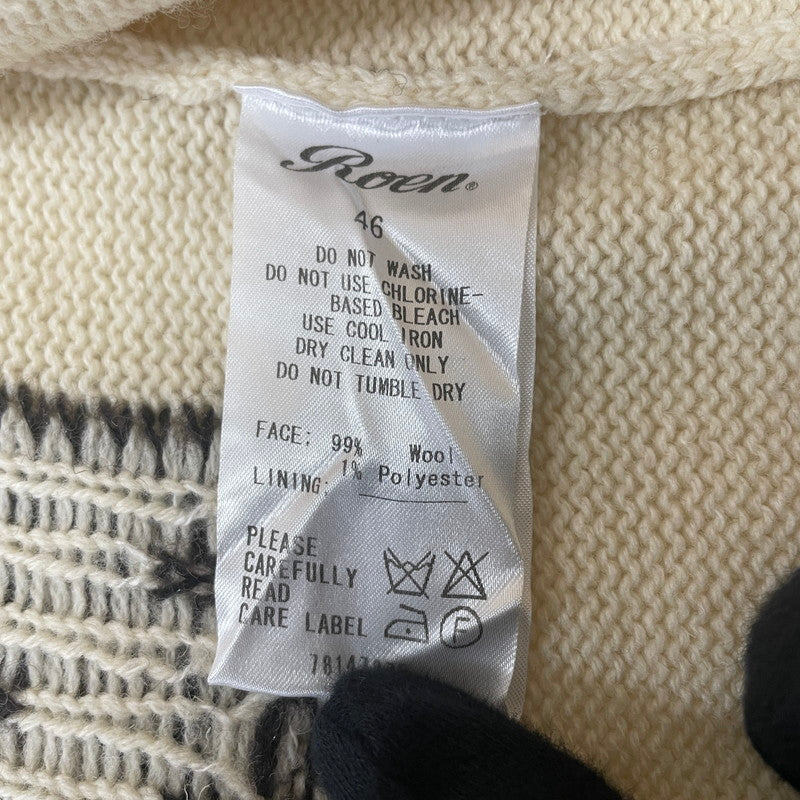 【中古品】【メンズ】 ROEN ロエン 08AW SKULL SCHOOL CARDI 78147075 スカル スクール カーディガン 長袖 トップス 140-260206-ks-03-tei サイズ：46 カラー：ベージュ 万代Net店
