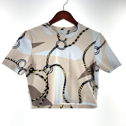 【中古品】【レディース】 HERMES エルメス FIGURE ARTISTIQUE COTTON CROPPED TEE 3H4610DB フィギュア アーティスティック コットン クロップド Ｔシャツ 半袖 トップス 141-260211-yo-12-tei サイズ：38 カラー：ベージュ 万代Net店