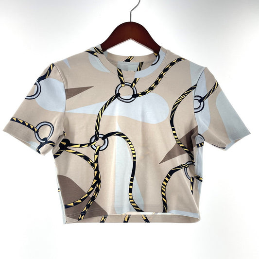 【中古品】【レディース】 HERMES エルメス FIGURE ARTISTIQUE COTTON CROPPED TEE 3H4610DB フィギュア アーティスティック コットン クロップド Ｔシャツ 半袖 トップス 141-260211-yo-12-tei サイズ：38 カラー：ベージュ 万代Net店