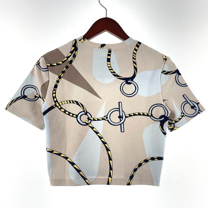 【中古品】【レディース】 HERMES エルメス FIGURE ARTISTIQUE COTTON CROPPED TEE 3H4610DB フィギュア アーティスティック コットン クロップド Ｔシャツ 半袖 トップス 141-260211-yo-12-tei サイズ：38 カラー：ベージュ 万代Net店