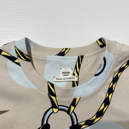 【中古品】【レディース】 HERMES エルメス FIGURE ARTISTIQUE COTTON CROPPED TEE 3H4610DB フィギュア アーティスティック コットン クロップド Ｔシャツ 半袖 トップス 141-260211-yo-12-tei サイズ：38 カラー：ベージュ 万代Net店