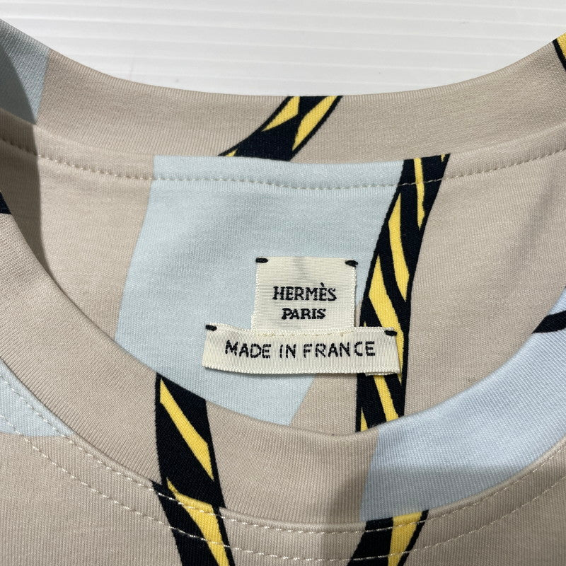 【中古品】【レディース】 HERMES エルメス FIGURE ARTISTIQUE COTTON CROPPED TEE 3H4610DB フィギュア アーティスティック コットン クロップド Ｔシャツ 半袖 トップス 141-260211-yo-12-tei サイズ：38 カラー：ベージュ 万代Net店