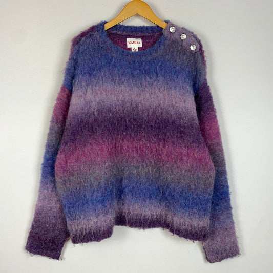 【中古品】【メンズ】 KAMIYA カミヤ DYEING KNIT PULLOVER G13PO049 ダイイング ニット プルオーバー トップス セーター 染め グラデーション 140-260215-ko-12-tei サイズ：L カラー：パープル 万代Net店