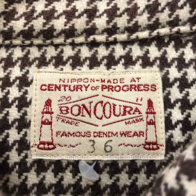 【中古品】【メンズ】 BONCOURA ボンクラ HOUNDSTOOTH FLANNEL SHIRT ハウンドトゥース フランネルシャツ 長袖 トップス 140-260216-yo-07-fuz サイズ：36 カラー：マルチカラー 万代Net店