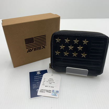 【中古品】【メンズ】 AVIREX アヴィレックス ROUND WALLET AX9002 ラウンドウォレット 財布 二つ折り 200-260712-ko-03-tei カラー：ブラック 万代Net店