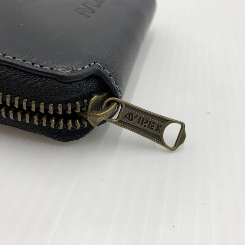 【中古品】【メンズ】 AVIREX アヴィレックス ROUND WALLET AX9002 ラウンドウォレット 財布 二つ折り 200-260712-ko-03-tei カラー：ブラック 万代Net店