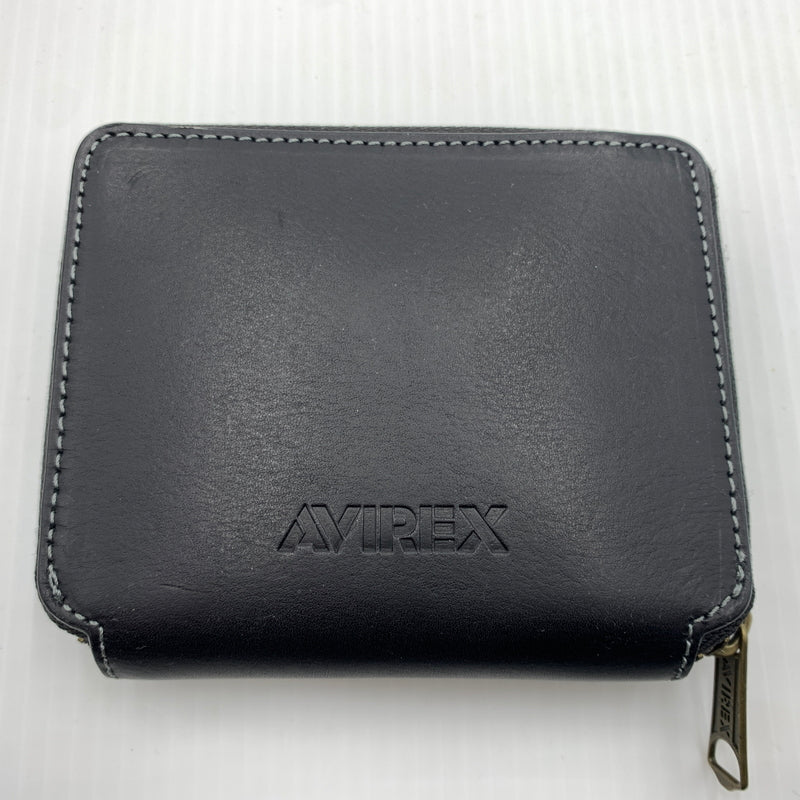 【中古品】【メンズ】 AVIREX アヴィレックス ROUND WALLET AX9002 ラウンドウォレット 財布 二つ折り 200-260712-ko-03-tei カラー：ブラック 万代Net店