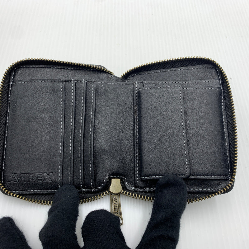 【中古品】【メンズ】 AVIREX アヴィレックス ROUND WALLET AX9002 ラウンドウォレット 財布 二つ折り 200-260712-ko-03-tei カラー：ブラック 万代Net店