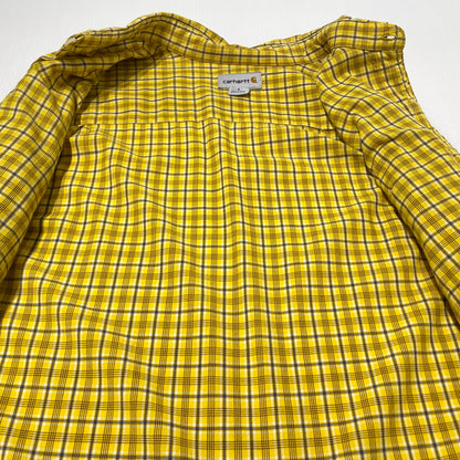 【中古品】【メンズ】 CARHARTT カーハート LS COTTON CHECK SHIRT S255BTY ロングスリーブ コットン チェック シャツ 長袖 トップス 145-260828-yo-09-teih サイズ：L カラー：イエロー 万代Net店