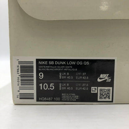 【中古品】【メンズ】 Supreme シュプリーム × NIKE SB ナイキ スケートボーディング 別注 コラボ DUNK LOW OG QS HQ8487-100 ダンク ロー オリジナル クイックストライク スニーカー 靴 160-260218-ks-27-tei カラー：メタリックホワイトシルバー 万代Net店