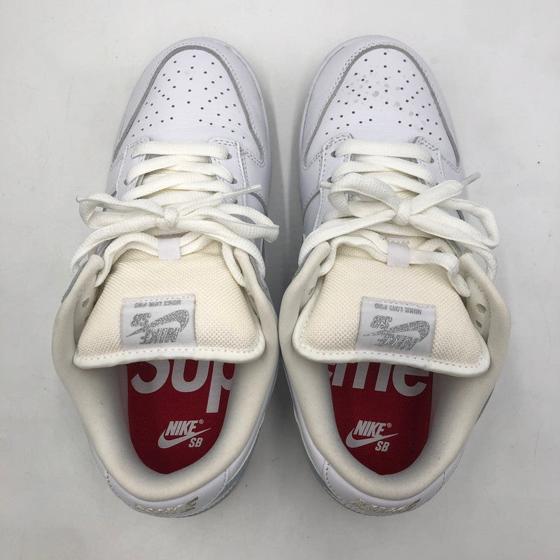 【中古品】【メンズ】 Supreme シュプリーム × NIKE SB ナイキ スケートボーディング 別注 コラボ DUNK LOW OG QS HQ8487-100 ダンク ロー オリジナル クイックストライク スニーカー 靴 160-260218-ks-27-tei カラー：メタリックホワイトシルバー 万代Net店