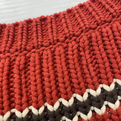 【中古品】【メンズ】 CHUNKY COTTON STRIPE SWEATER 117272 チャンキーコットン ストライプ セーター トップス ニット プルオーバー 142-260221-ko-14-fuzh サイズ：M カラー：レッド 万代Net店