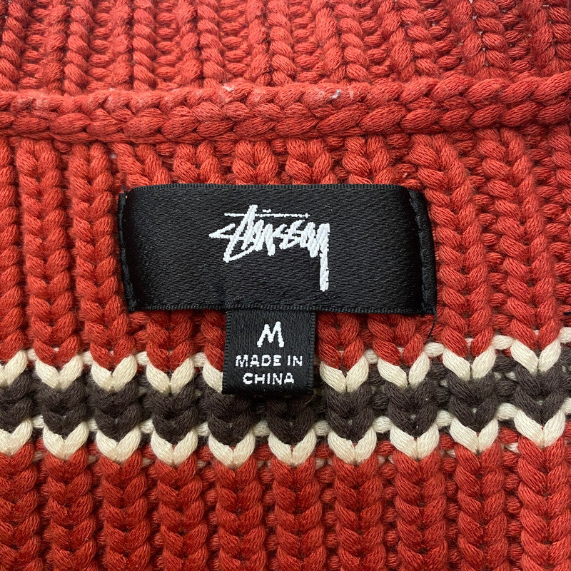 【中古品】【メンズ】 CHUNKY COTTON STRIPE SWEATER 117272 チャンキーコットン ストライプ セーター トップス ニット プルオーバー 142-260221-ko-14-fuzh サイズ：M カラー：レッド 万代Net店