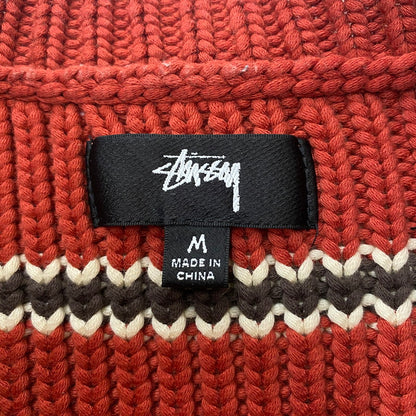 【中古品】【メンズ】 CHUNKY COTTON STRIPE SWEATER 117272 チャンキーコットン ストライプ セーター トップス ニット プルオーバー 142-260221-ko-14-fuzh サイズ：M カラー：レッド 万代Net店