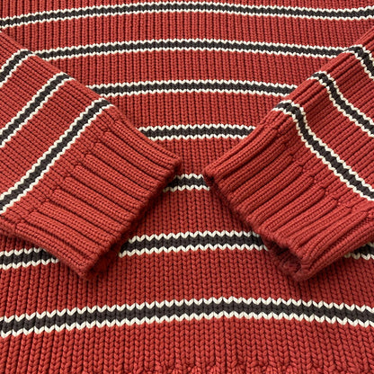 【中古品】【メンズ】 CHUNKY COTTON STRIPE SWEATER 117272 チャンキーコットン ストライプ セーター トップス ニット プルオーバー 142-260221-ko-14-fuzh サイズ：M カラー：レッド 万代Net店