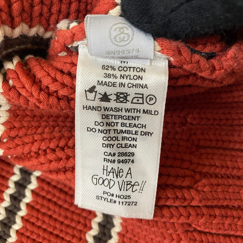 【中古品】【メンズ】 CHUNKY COTTON STRIPE SWEATER 117272 チャンキーコットン ストライプ セーター トップス ニット プルオーバー 142-260221-ko-14-fuzh サイズ：M カラー：レッド 万代Net店