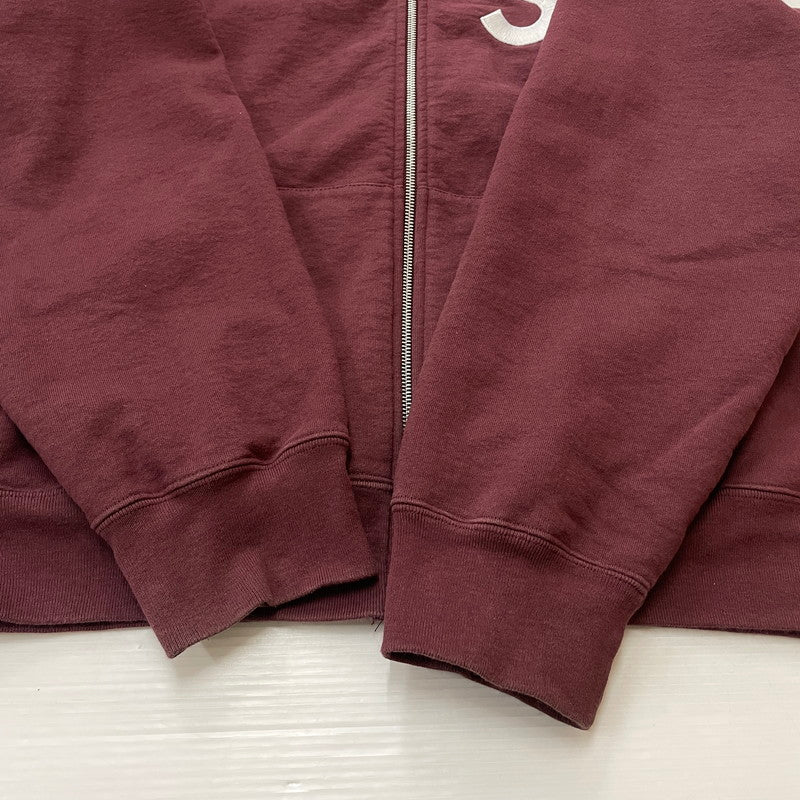 【中古品】【メンズ】 S LOGO ZIP UP HOODED SWEATSHIRT Sロゴ ジップアップ フーデッド スウェットシャツ 長袖 トップス パーカー 149-260221-yo-02-fuzh サイズ：L カラー：マルーン 万代Net店