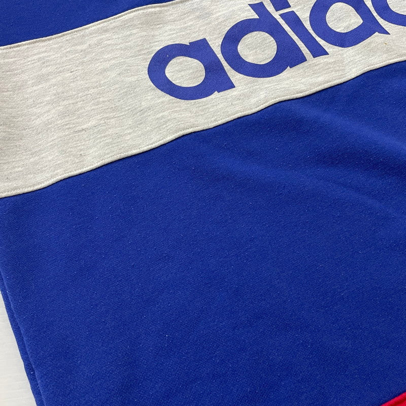 【中古品】【メンズ】 adidas アディダス 90's PULLOVER PARKA ASR-3665 90年代 プルオーバー パーカー 長袖 トップス DESCENTE製 148-260223-yo-04-tei サイズ：0-X0 カラー：ブルー/レッド 万代Net店
