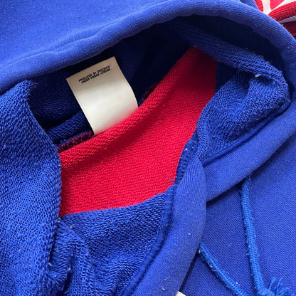 【中古品】【メンズ】 adidas アディダス 90's PULLOVER PARKA ASR-3665 90年代 プルオーバー パーカー 長袖 トップス DESCENTE製 148-260223-yo-04-tei サイズ：0-X0 カラー：ブルー/レッド 万代Net店