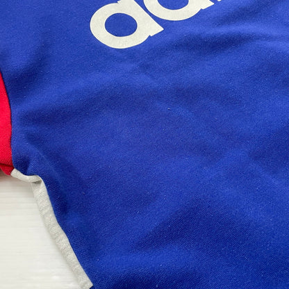 【中古品】【メンズ】 adidas アディダス 90's PULLOVER PARKA ASR-3665 90年代 プルオーバー パーカー 長袖 トップス DESCENTE製 148-260223-yo-04-tei サイズ：0-X0 カラー：ブルー/レッド 万代Net店