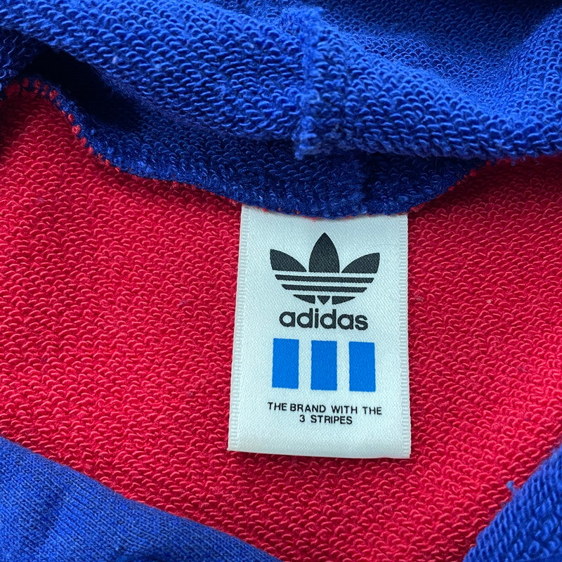 【中古品】【メンズ】 adidas アディダス 90's PULLOVER PARKA ASR-3665 90年代 プルオーバー パーカー 長袖 トップス DESCENTE製 148-260223-yo-04-tei サイズ：0-X0 カラー：ブルー/レッド 万代Net店