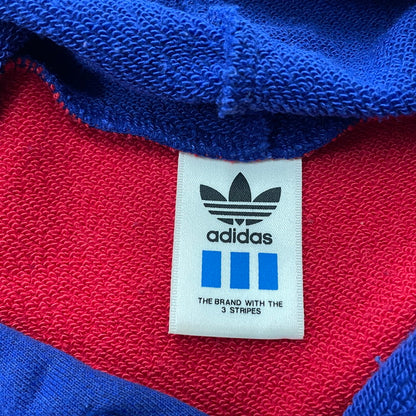 【中古品】【メンズ】 adidas アディダス 90's PULLOVER PARKA ASR-3665 90年代 プルオーバー パーカー 長袖 トップス DESCENTE製 148-260223-yo-04-tei サイズ：0-X0 カラー：ブルー/レッド 万代Net店