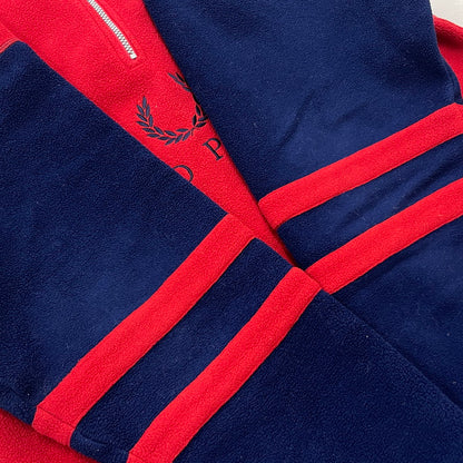 【中古品】【メンズ】 FRED PERRY フレッドペリー 90's HALFZIP FLEECE PULLOVER JACKET FPJ404 90年代 ハーフジップ フリース プルオーバー ジャケット ライトアウター 141-260223-yo-02-tei サイズ：表記消え カラー：レッド/ブルー 万代Net店