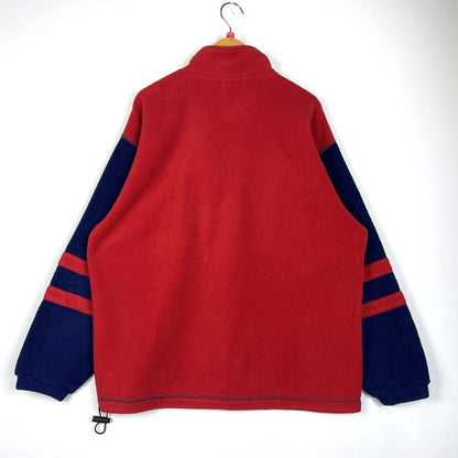 【中古品】【メンズ】 FRED PERRY フレッドペリー 90's HALFZIP FLEECE PULLOVER JACKET FPJ404 90年代 ハーフジップ フリース プルオーバー ジャケット ライトアウター 141-260223-yo-02-tei サイズ：表記消え カラー：レッド/ブルー 万代Net店