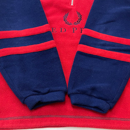 【中古品】【メンズ】 FRED PERRY フレッドペリー 90's HALFZIP FLEECE PULLOVER JACKET FPJ404 90年代 ハーフジップ フリース プルオーバー ジャケット ライトアウター 141-260223-yo-02-tei サイズ：表記消え カラー：レッド/ブルー 万代Net店