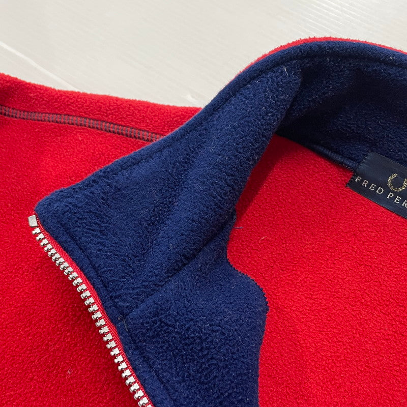 【中古品】【メンズ】 FRED PERRY フレッドペリー 90's HALFZIP FLEECE PULLOVER JACKET FPJ404 90年代 ハーフジップ フリース プルオーバー ジャケット ライトアウター 141-260223-yo-02-tei サイズ：表記消え カラー：レッド/ブルー 万代Net店