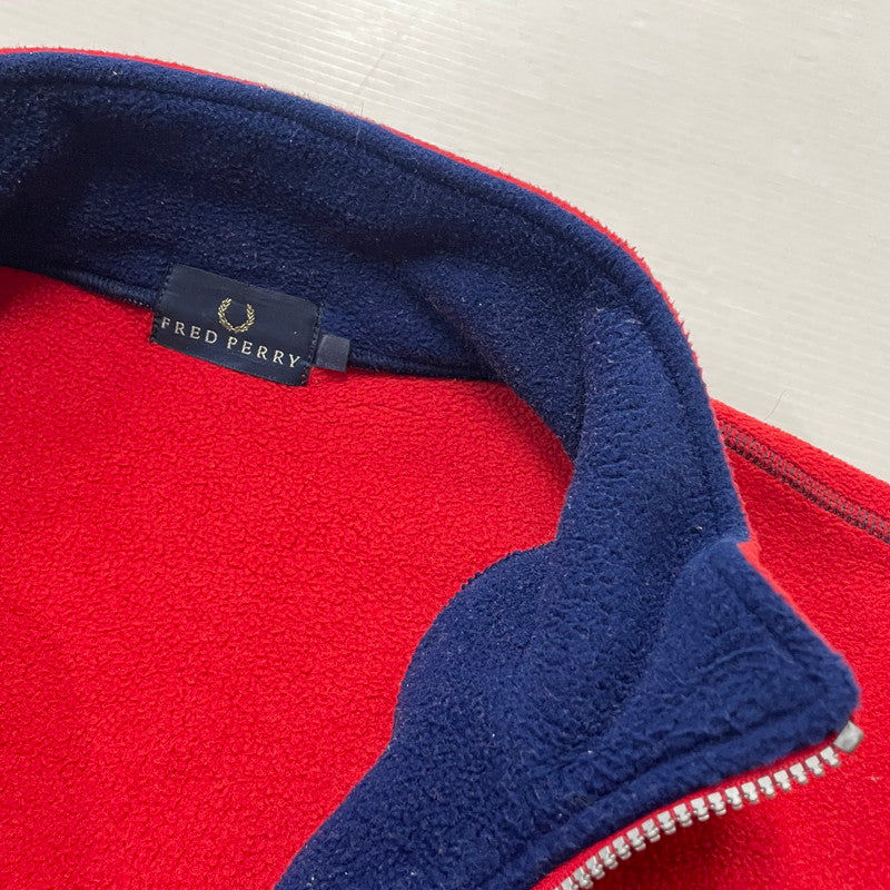 【中古品】【メンズ】 FRED PERRY フレッドペリー 90's HALFZIP FLEECE PULLOVER JACKET FPJ404 90年代 ハーフジップ フリース プルオーバー ジャケット ライトアウター 141-260223-yo-02-tei サイズ：表記消え カラー：レッド/ブルー 万代Net店