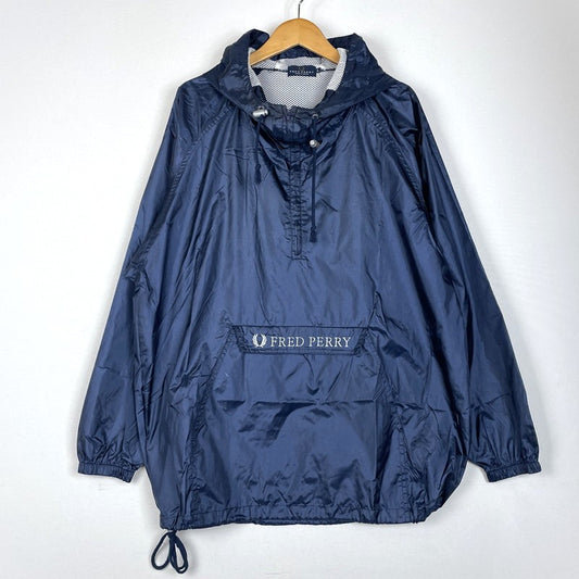 【中古品】【メンズ】 FRED PERRY フレッドペリー 90's NYLON ANORAK PARKA FPW-482 90年代 ナイロン アノラック パーカー ライトアウター プルオーバージャケット 141-260223-yo-03-tei サイズ：L カラー：ネイビー 万代Net店