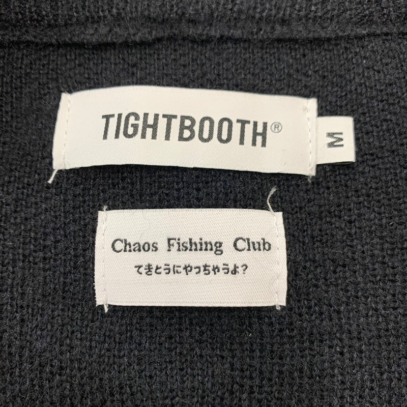 【中古品】【メンズ】 TIGHTBOOTH PRODUCTION TBPR タイトブース プロダクション×CHAOS FISHING CLUB カオスフィッシングクラブ 別注 コラボ KNIT CARDIGAN ニット カーディガン トップス 142-260227-ks-16-tei サイズ：M カラー：ブラック 万代Net店