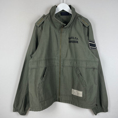 【中古品】【レディース】 HARLEY DAVIDSON ハーレーダビッドソン WOMEN'S FATIGUES TEXTURED JACKET 97422-22VW ウーマンズ ファティーグ テクスチャード ジャケット アウター ミリタリー 168-260301-ko-15-tei サイズ：XL カラー：カーキ 万代Net店