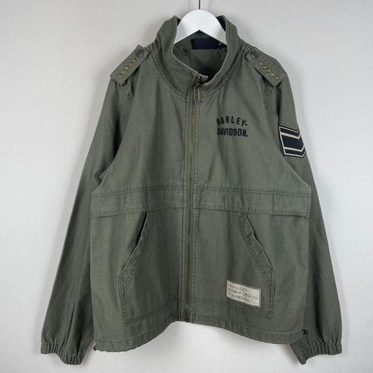 【中古品】【レディース】 HARLEY DAVIDSON ハーレーダビッドソン WOMEN'S FATIGUES TEXTURED JACKET 97422-22VW ウーマンズ ファティーグ テクスチャード ジャケット アウター ミリタリー 168-260301-ko-15-tei サイズ：XL カラー：カーキ 万代Net店